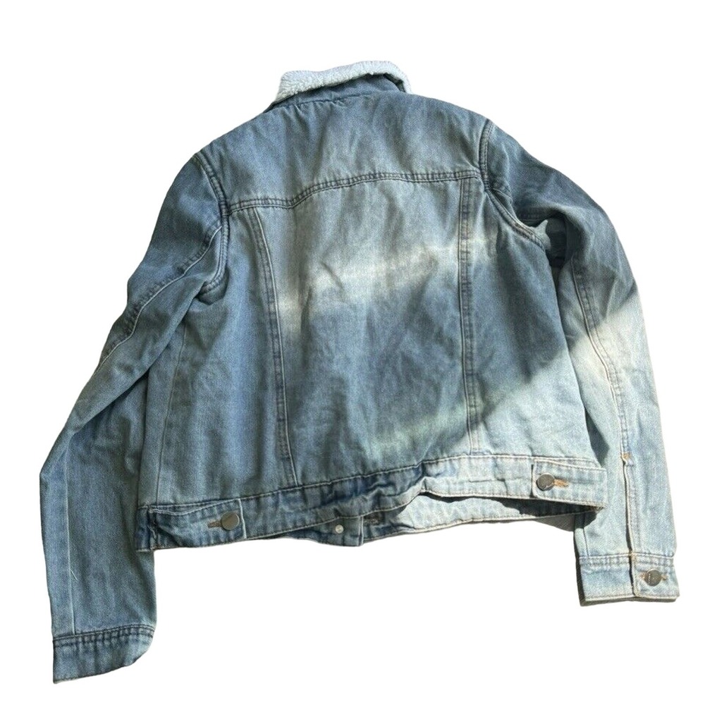 NWT Jou Jou Denim Jacket White Wool Lined Women Size Small Junior Francesca #493 - Picture 4 of 6
